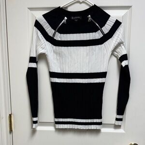 INC International Concepts Black Ribbed Knit Sweater